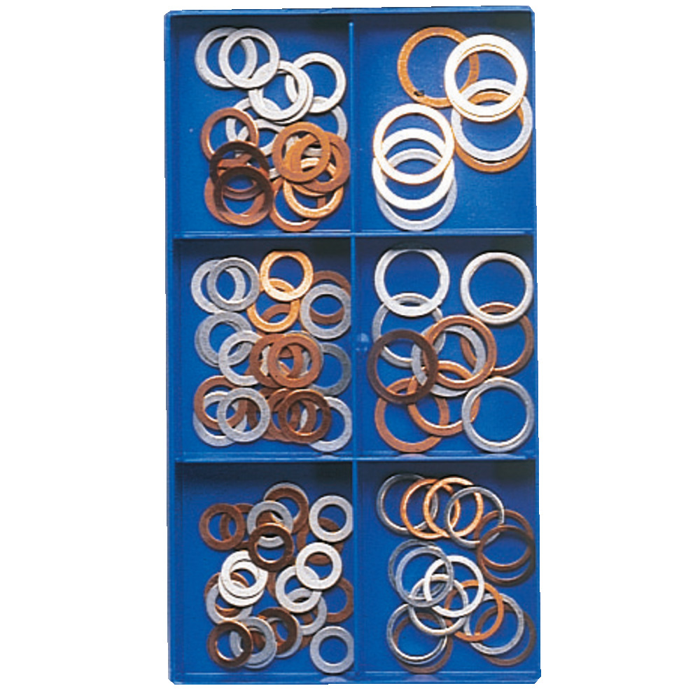 Kupfer-/Alu-Dichtring-Sortiment, 100 Teile