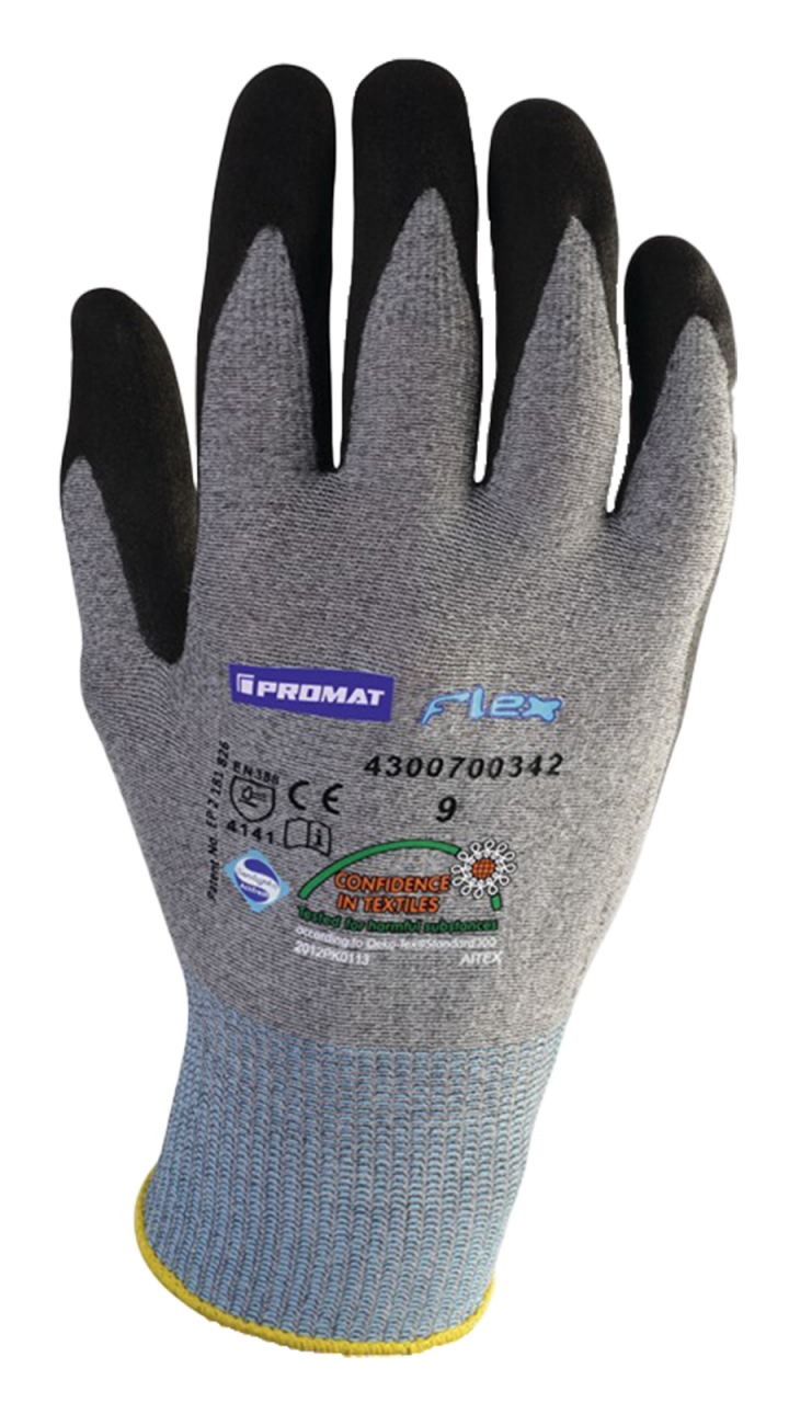 Handschuhe Flex Größe 10 grau/schwarz EN 388 Kategorie II