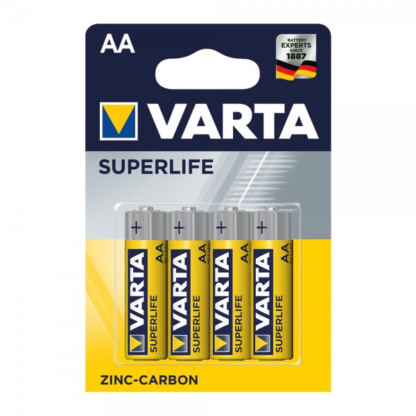 Superlife Zink-Kohle Batterien AA, 4 Stück